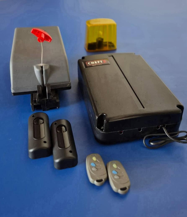 سیستم زیر سقفی سکشنال چفت مدل دبل — موتور درب پارکینگ دوگانه با فتوسل و ریموت